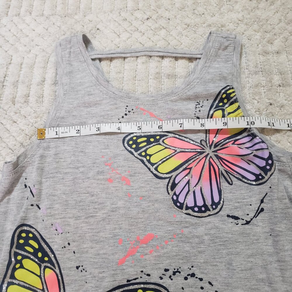 Wonder Nation Girls Gray With Butterflies Tank Top Size Large 10-12 - Picture 6 of 11